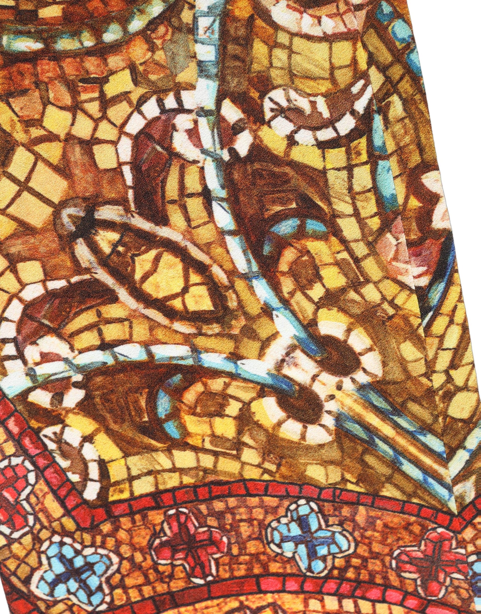 Dolce & Gabbana Multicolor Mosaic Print Crepe Cropped Trouser Pants Dolce & Gabbana