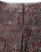 Dolce & Gabbana Burgundy Grey Floral Jacquard Straight Pants