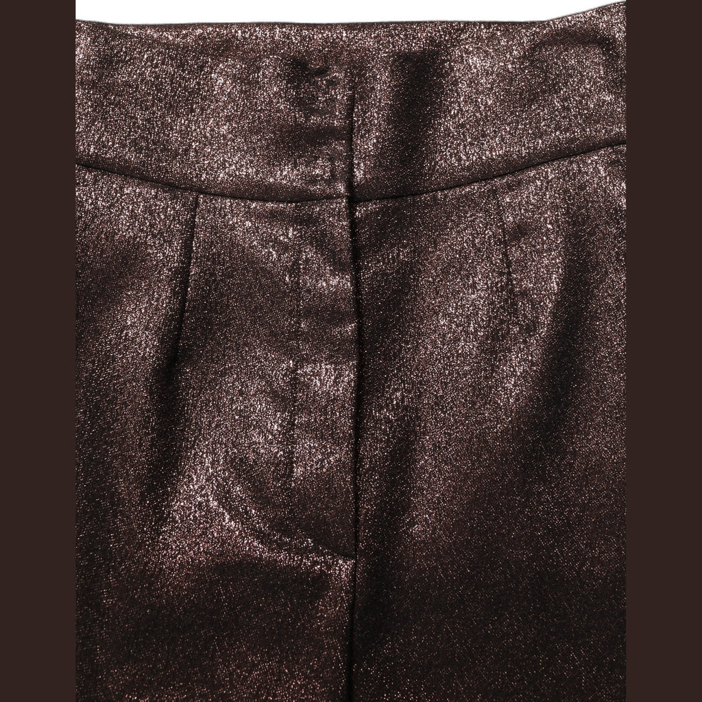 Dolce & Gabbana Metallic Brown High Waist Tapered Leg Pants