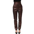 Dolce & Gabbana Metallic Brown High Waist Tapered Leg Pants