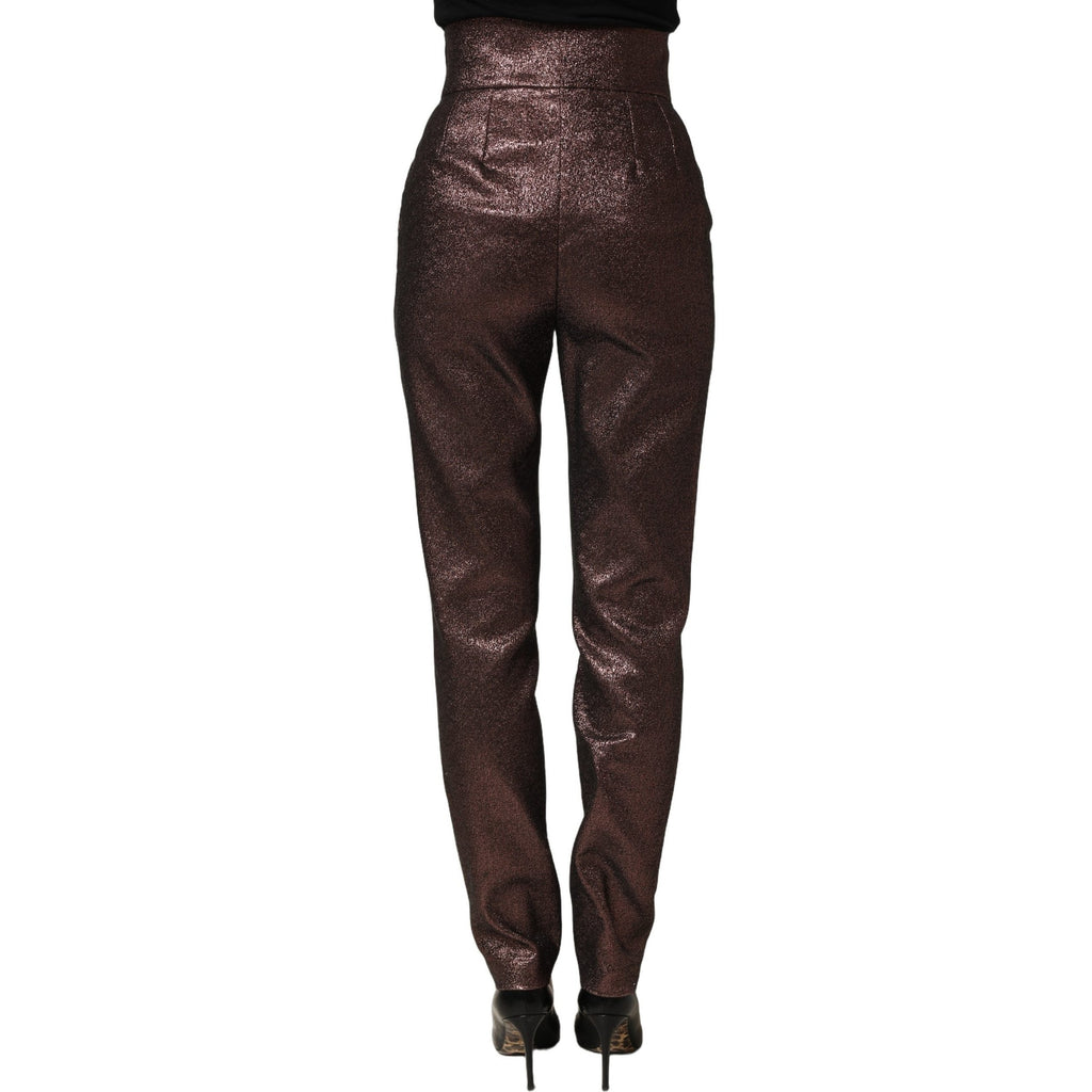 Dolce & Gabbana Metallic Brown High Waist Tapered Leg Pants
