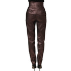 Dolce & Gabbana Metallic Brown High Waist Tapered Leg Pants