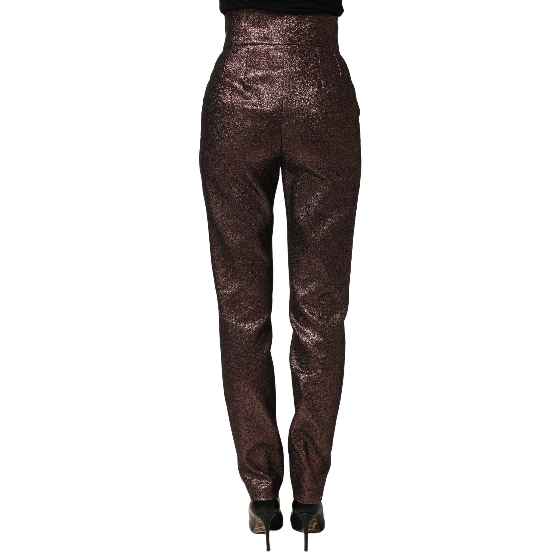 Dolce & Gabbana Metallic Brown High Waist Tapered Leg Pants