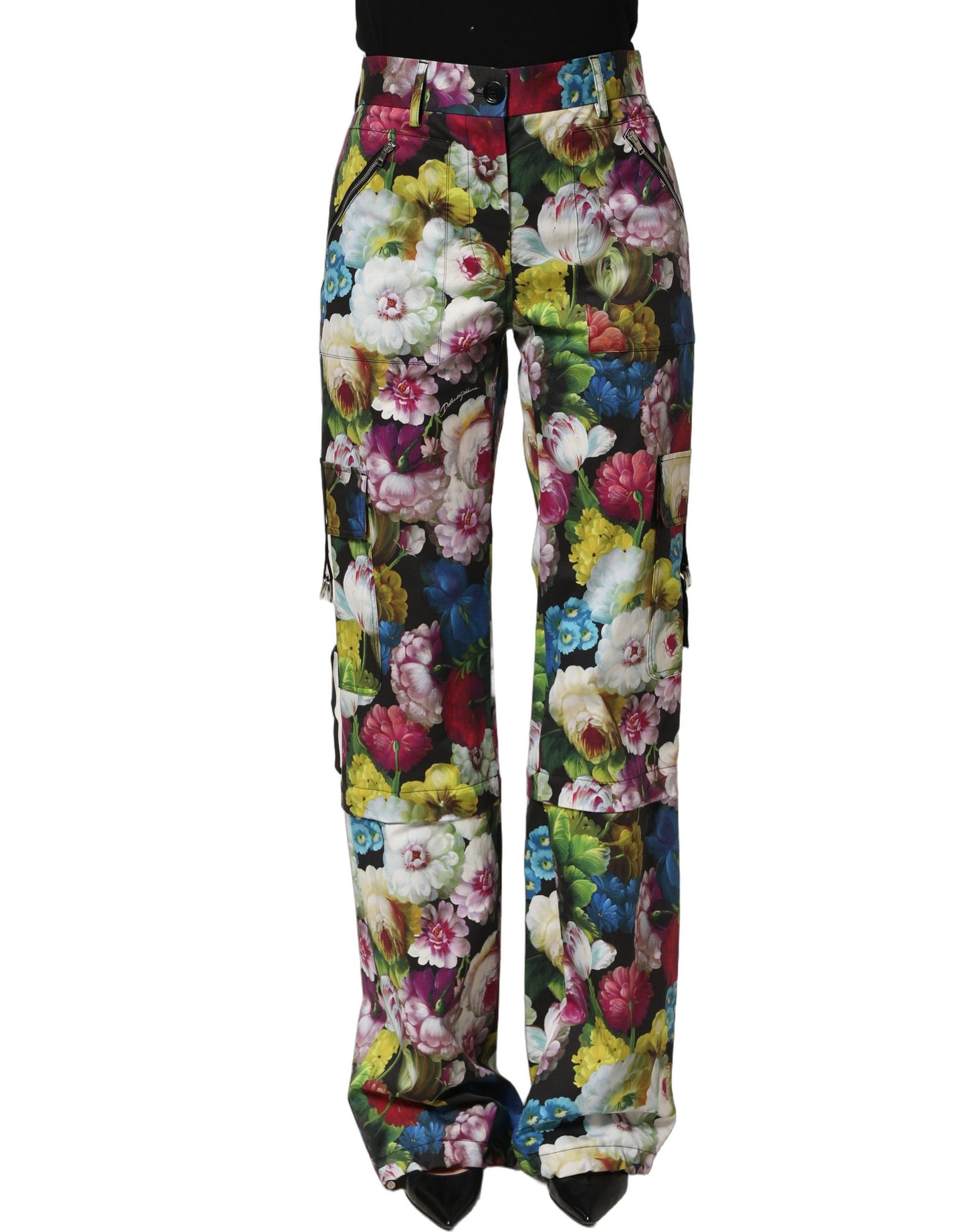 Dolce & Gabbana Multicolor Floral High Waist Wide Leg Pants Dolce & Gabbana