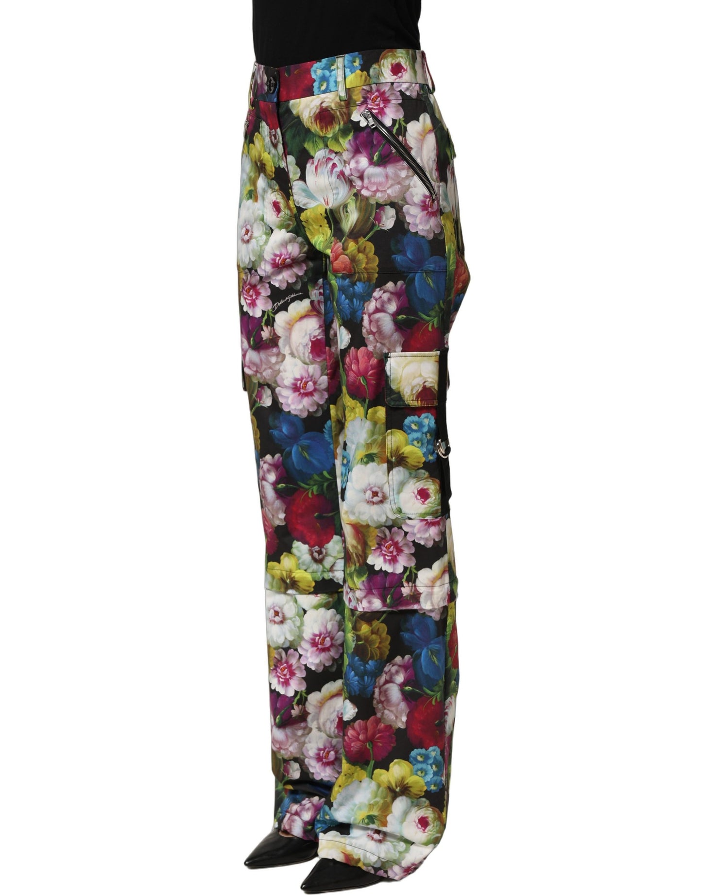 Dolce & Gabbana Multicolor Floral High Waist Wide Leg Pants Dolce & Gabbana