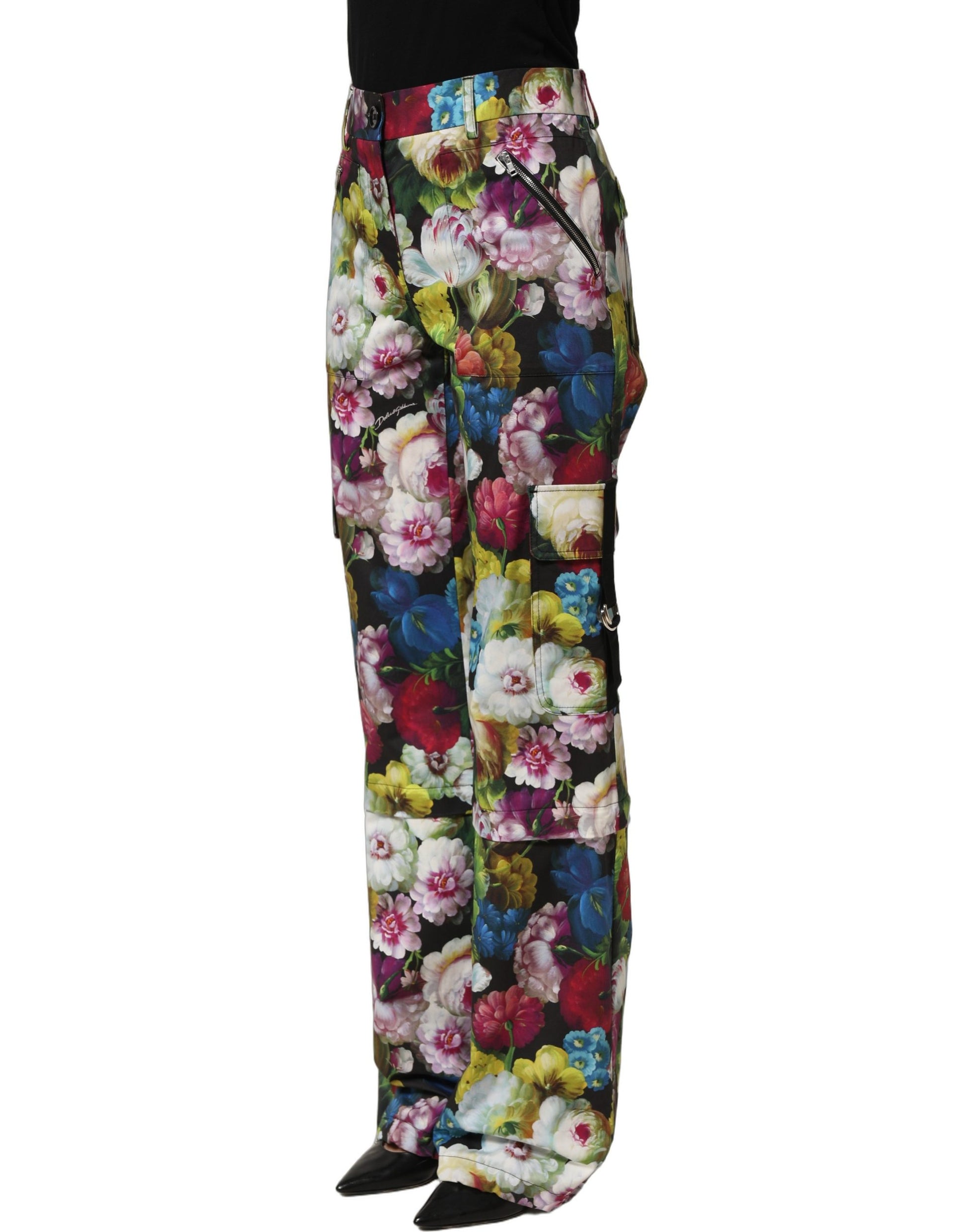 Dolce & Gabbana Multicolor Floral High Waist Wide Leg Pants Dolce & Gabbana