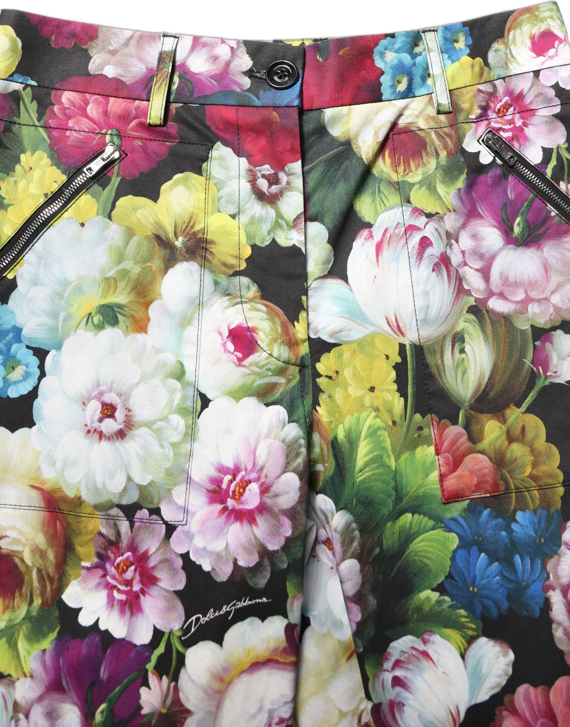 Dolce & Gabbana Multicolor Floral High Waist Wide Leg Pants Dolce & Gabbana