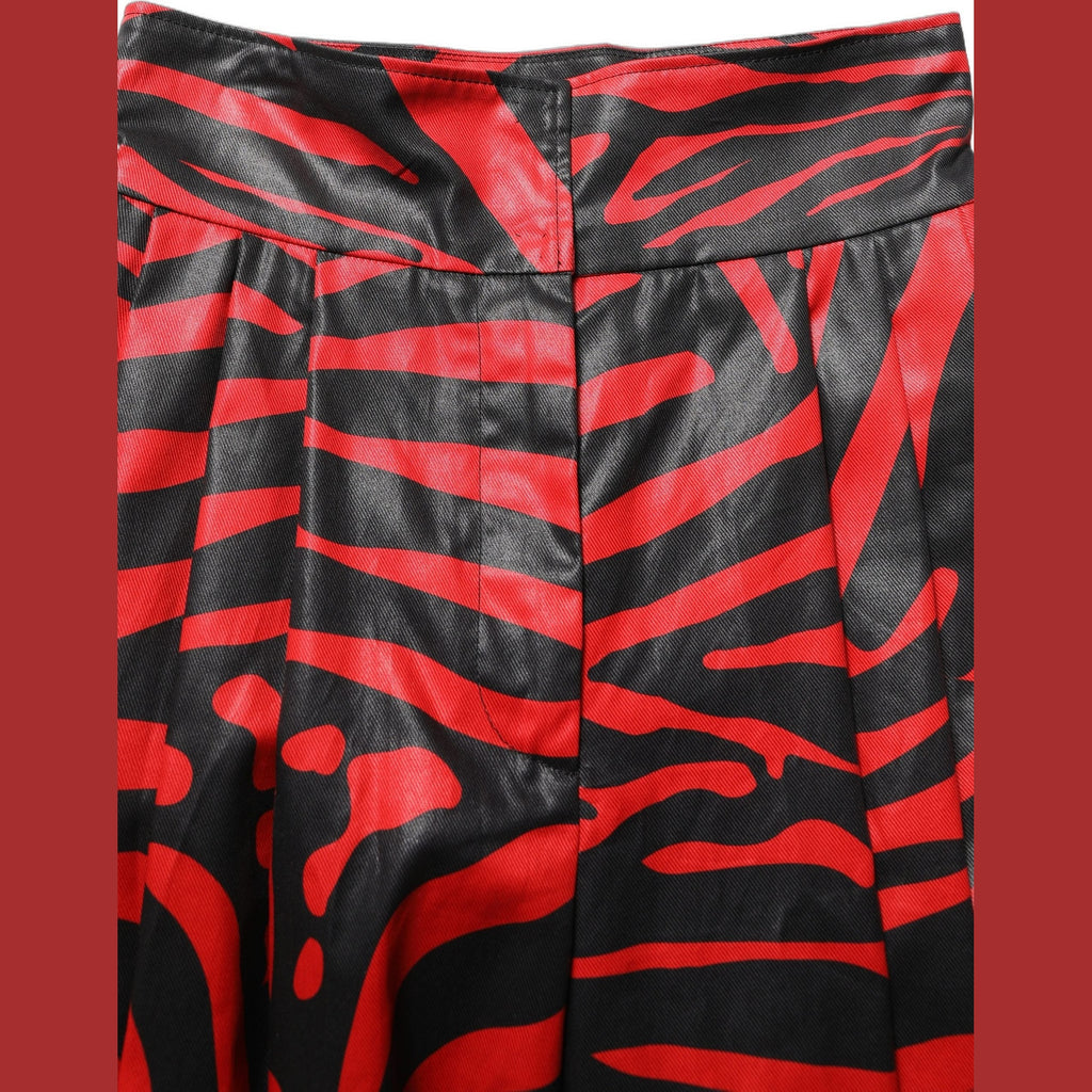 Dolce & Gabbana Red Black Zebra Print Cotton HighWaist Pants