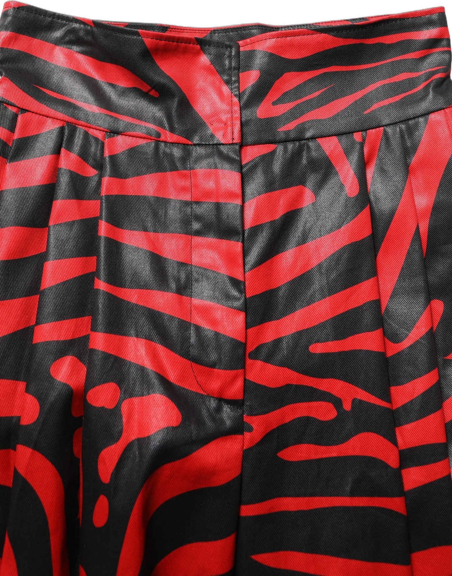 Dolce & Gabbana Red Black Zebra Print Cotton HighWaist Pants Dolce & Gabbana