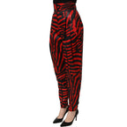 Dolce & Gabbana Red Black Zebra Print Cotton HighWaist Pants