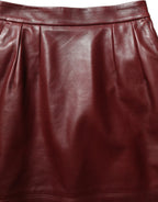 Dolce & Gabbana Burgundy Leather High Waist Pencil Midi Skirt Dolce & Gabbana