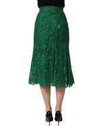 Dolce & Gabbana Green Lace High Waist Mermaid Midi Skirt Dolce & Gabbana