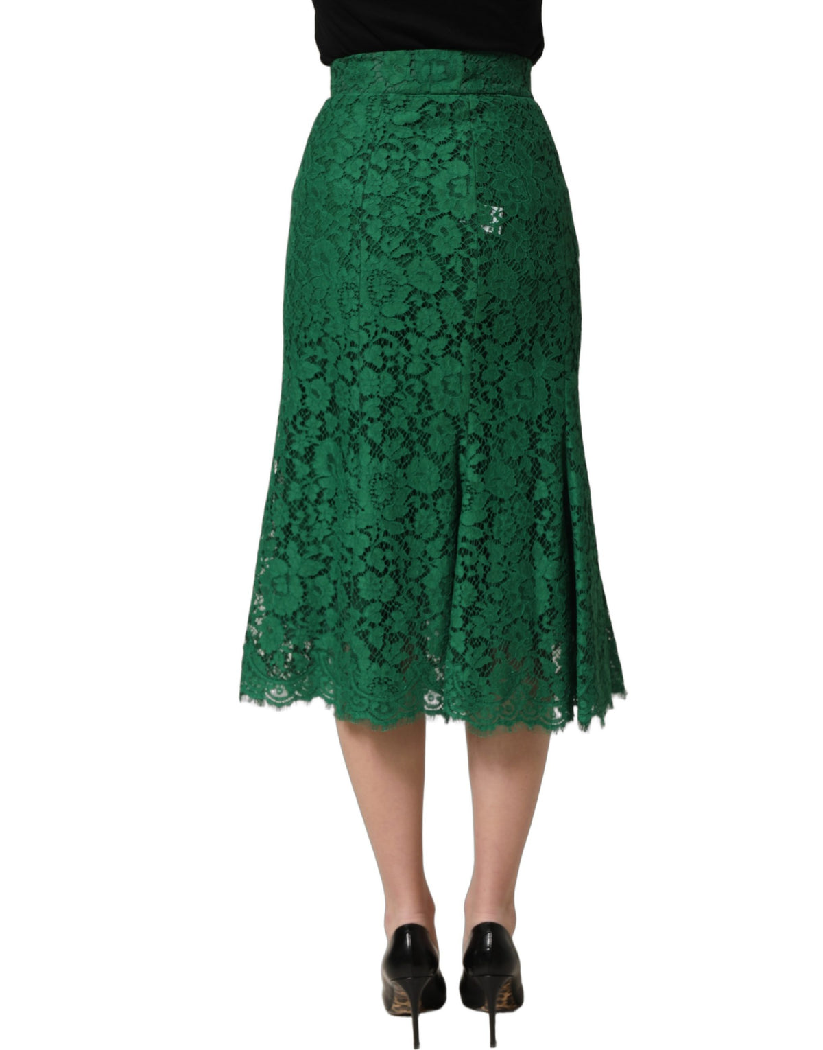 Dolce & Gabbana Green Lace High Waist Mermaid Midi Skirt Dolce & Gabbana