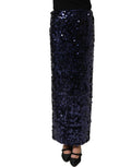 Dolce & Gabbana blue sequin high waist pencil skirt with midi length and fitted silhouette, decorated with shimmering sequins.
