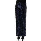 Dolce & Gabbana Blue Sequin High Waist PencilCut Midi Skirt Dolce & Gabbana
