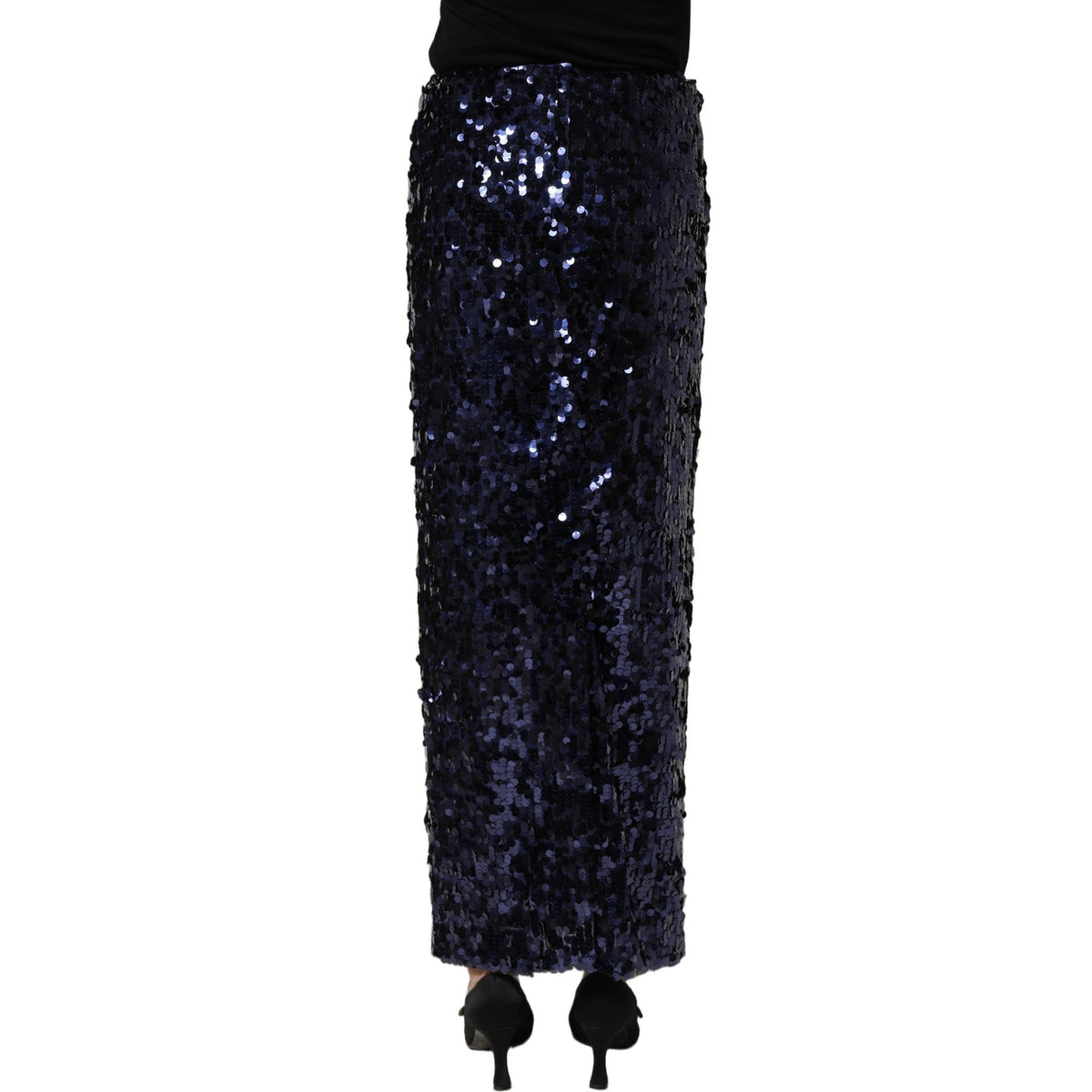 Dolce & Gabbana Blue Sequin High Waist PencilCut Midi Skirt Dolce & Gabbana