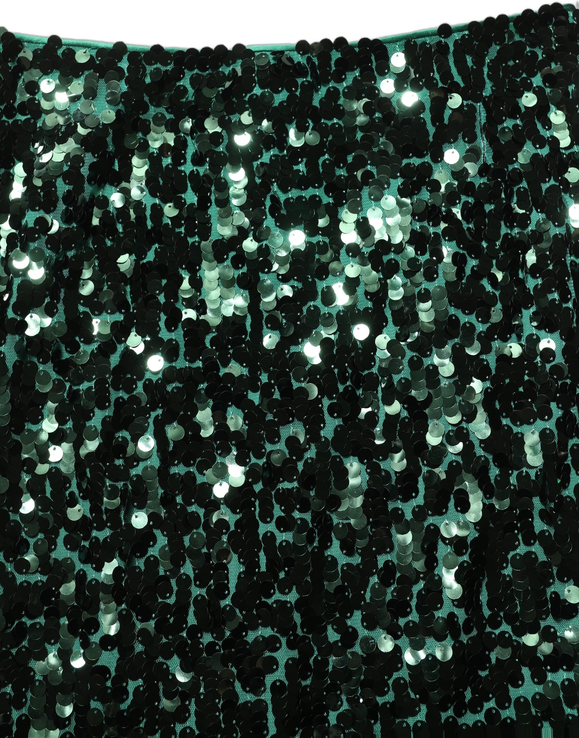 Dolce & Gabbana Green Sequin High Waist Pencil Cut Midi Skirt Dolce & Gabbana