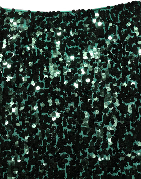 Dolce & Gabbana Green Sequin High Waist Pencil Cut Midi Skirt Dolce & Gabbana