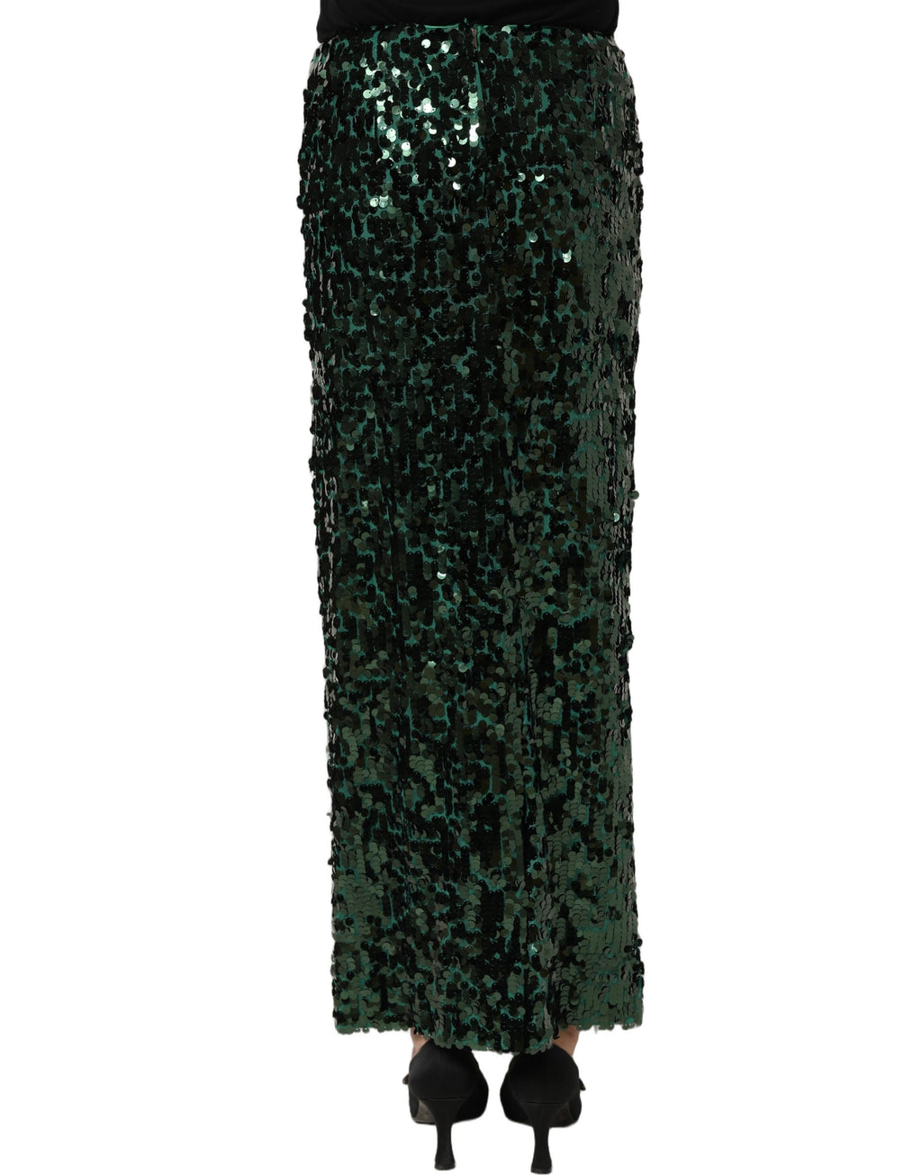 Dolce & Gabbana Green Sequin High Waist Pencil Cut Midi Skirt Dolce & Gabbana