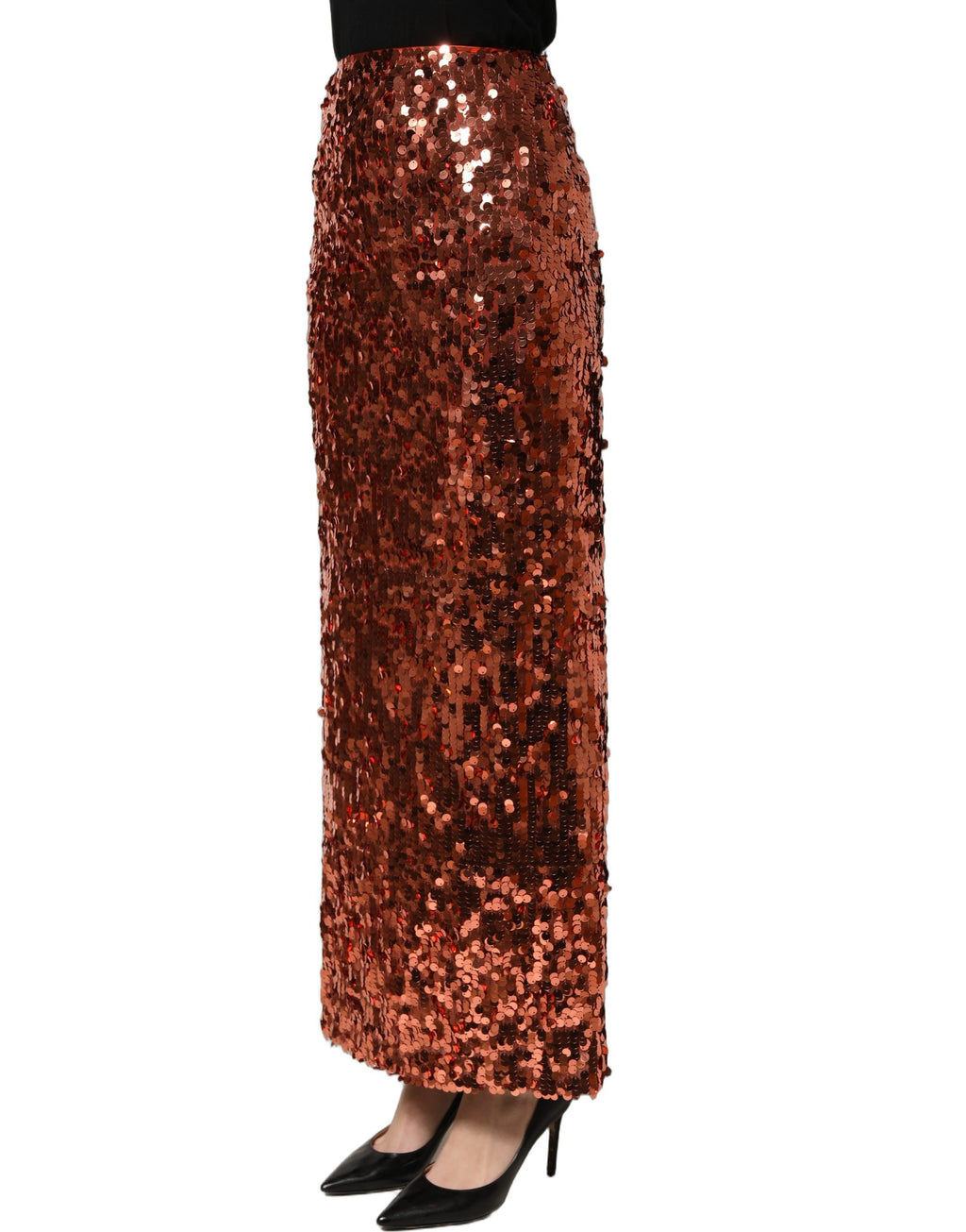 Dolce & Gabbana Bronze Sequin HighWaist PencilCut Midi Skirt Dolce & Gabbana