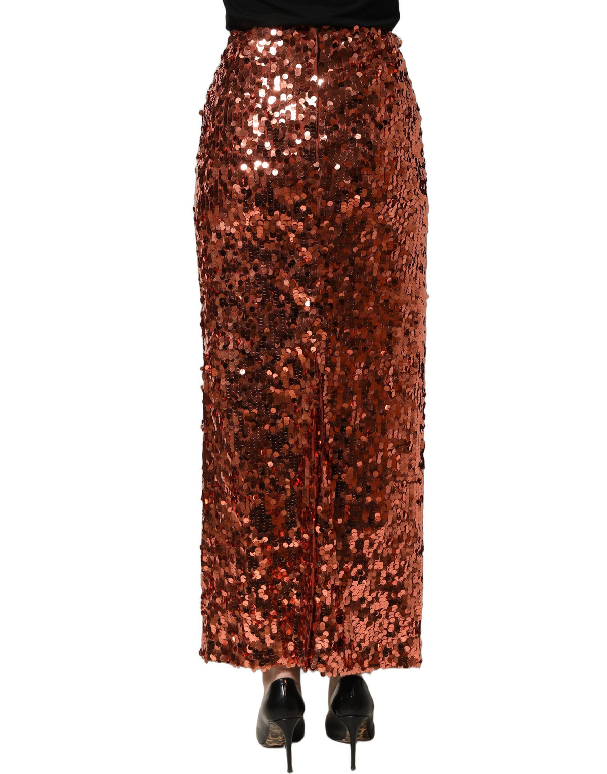 Dolce & Gabbana Bronze Sequin HighWaist PencilCut Midi Skirt Dolce & Gabbana
