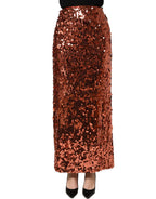 Dolce & Gabbana Bronze Sequin HighWaist PencilCut Midi Skirt Dolce & Gabbana