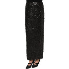 Dolce & Gabbana Black Sequin High Waist Pencil Midi Skirt Dolce & Gabbana