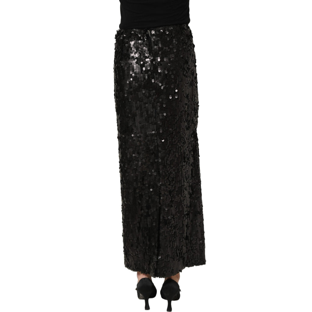 Dolce & Gabbana Black Sequin High Waist Pencil Midi Skirt Dolce & Gabbana