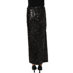 Dolce & Gabbana Black Sequin High Waist Pencil Midi Skirt Dolce & Gabbana