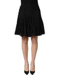 Dolce & Gabbana Black Floral Cut Out Lace A-line Mini Skirt Dolce & Gabbana