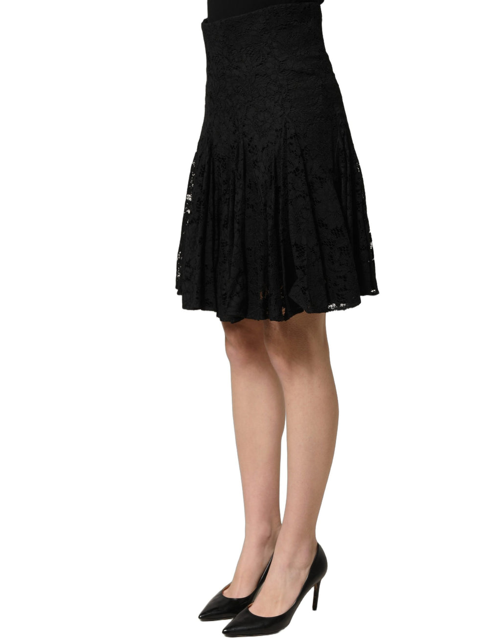 Dolce & Gabbana Black Floral Cut Out Lace A-line Mini Skirt Dolce & Gabbana