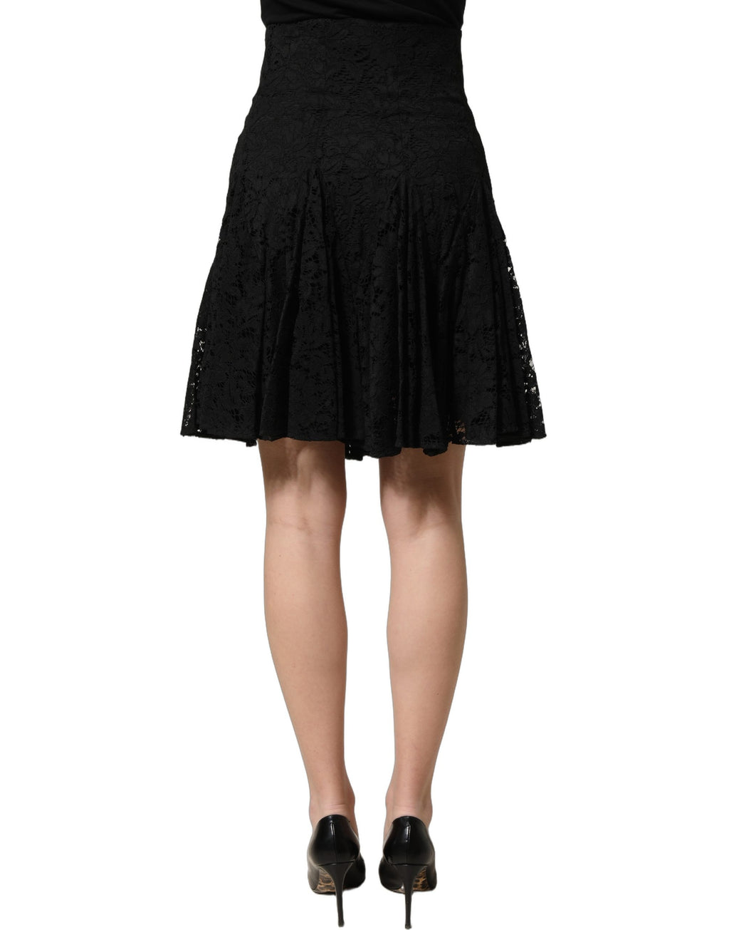 Dolce & Gabbana Black Floral Cut Out Lace A-line Mini Skirt Dolce & Gabbana