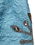 Dolce & Gabbana Blue Jacquard Embroidered A-line Skirt Dolce & Gabbana