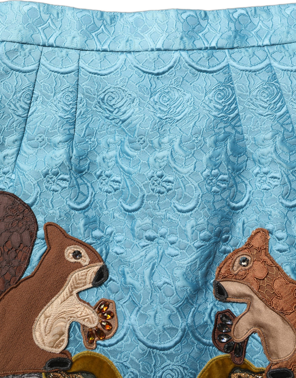 Dolce & Gabbana Blue Jacquard Embroidered A-line Skirt Dolce & Gabbana