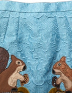 Dolce & Gabbana Blue Jacquard Embroidered A-line Skirt Dolce & Gabbana