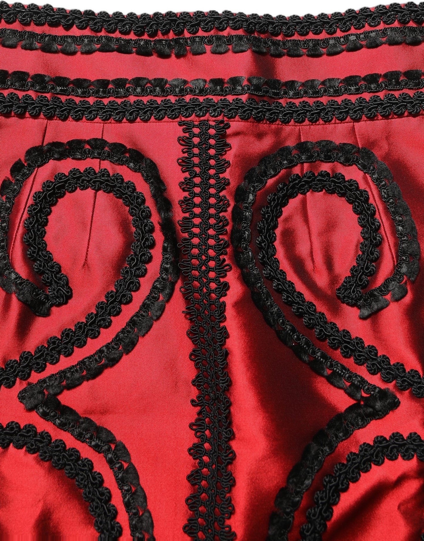 Dolce & Gabbana Red Soutache Embroidery A-line Mini Skirt Dolce & Gabbana