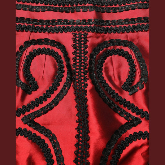 Dolce & Gabbana Red Soutache Embroidery A-line Mini Skirt