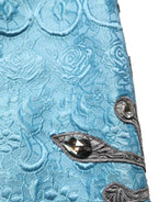 Dolce & Gabbana Blue Jacquard Embroidered A-line Midi Skirt Dolce & Gabbana