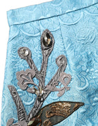 Dolce & Gabbana Blue Jacquard Embroidered A-line Midi Skirt Dolce & Gabbana