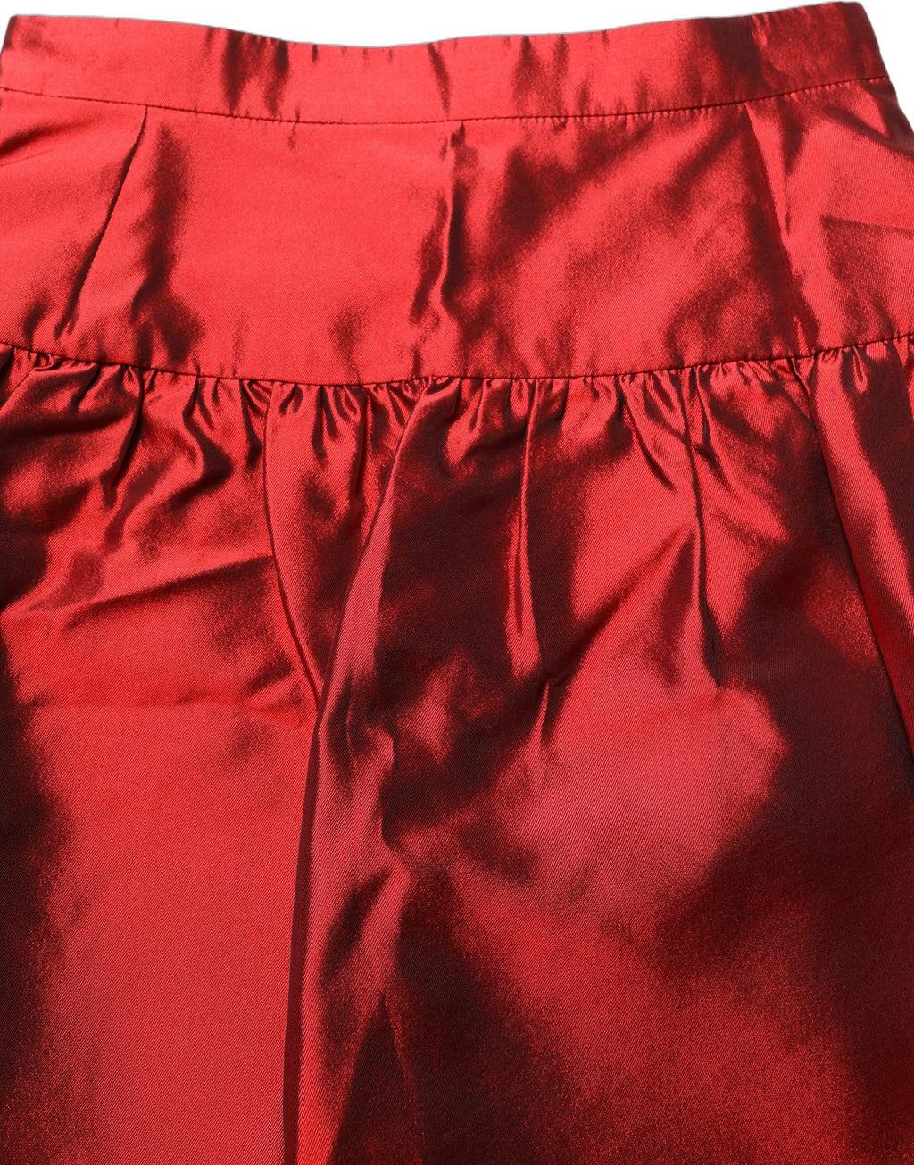 Dolce & Gabbana Red Silk Satin Bubble High Waist Mini Skirt Dolce & Gabbana