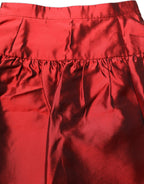 Dolce & Gabbana Red Silk Satin Bubble High Waist Mini Skirt Dolce & Gabbana