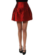 Dolce & Gabbana Red Silk Satin Bubble High Waist Mini Skirt Dolce & Gabbana