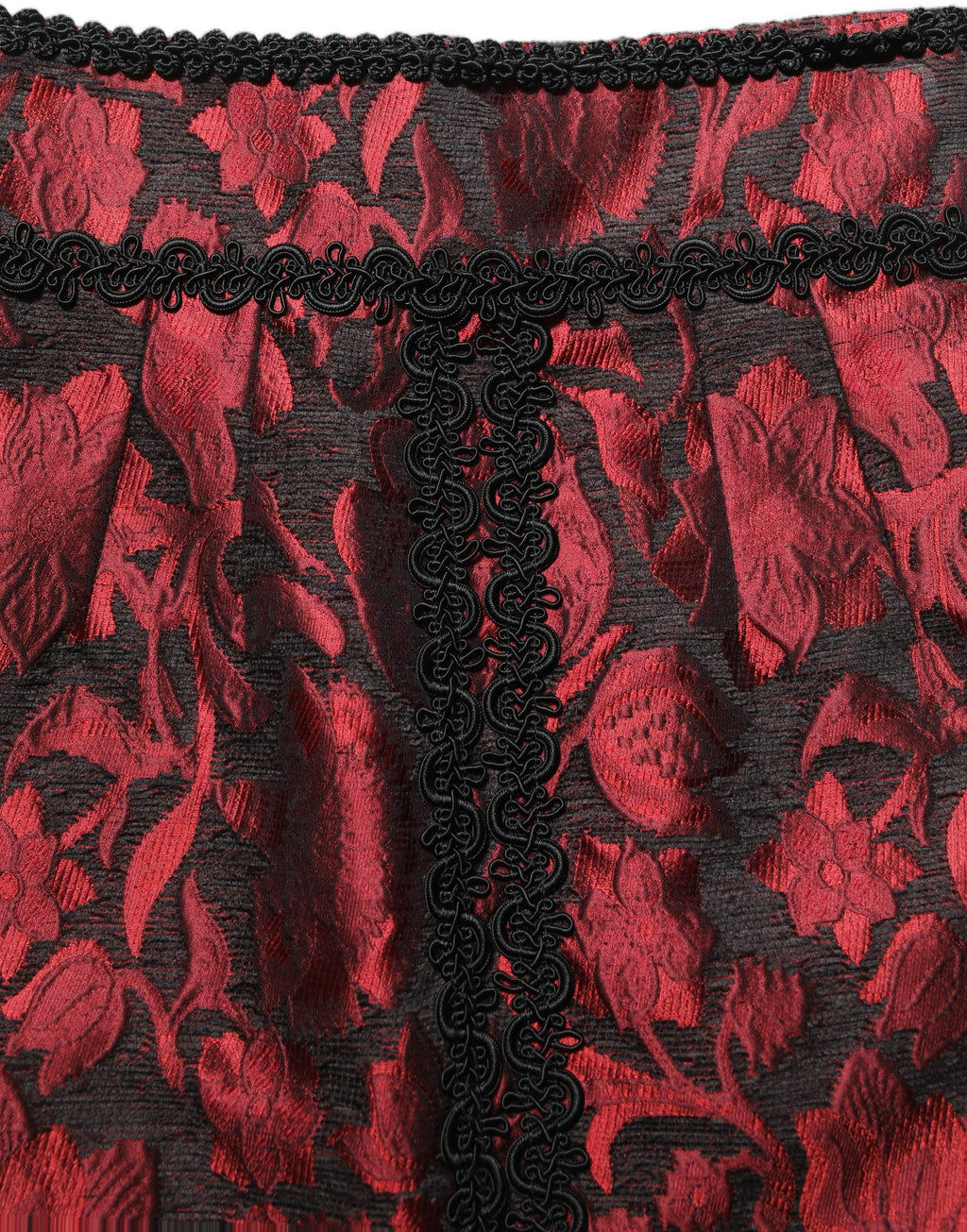 Dolce & Gabbana Red Black Floral Lace Jacquard Mini Skirt Dolce & Gabbana