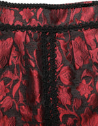 Dolce & Gabbana Red Black Floral Lace Jacquard Mini Skirt Dolce & Gabbana