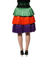Dolce & Gabbana Multicolor Fringed High Waist Knee Length Skirt Dolce & Gabbana