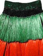 Dolce & Gabbana Multicolor Fringed High Waist Knee Length Skirt Dolce & Gabbana