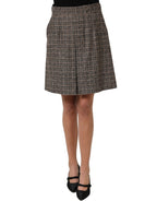 Dolce & Gabbana Brown Tweed High Waist A-line Mini Skirt Dolce & Gabbana