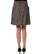 Dolce & Gabbana Brown Tweed High Waist A-line Mini Skirt Dolce & Gabbana