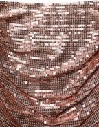 Dolce & Gabbana Rose Gold Sequin High Waist Ruched Maxi Skirt Dolce & Gabbana