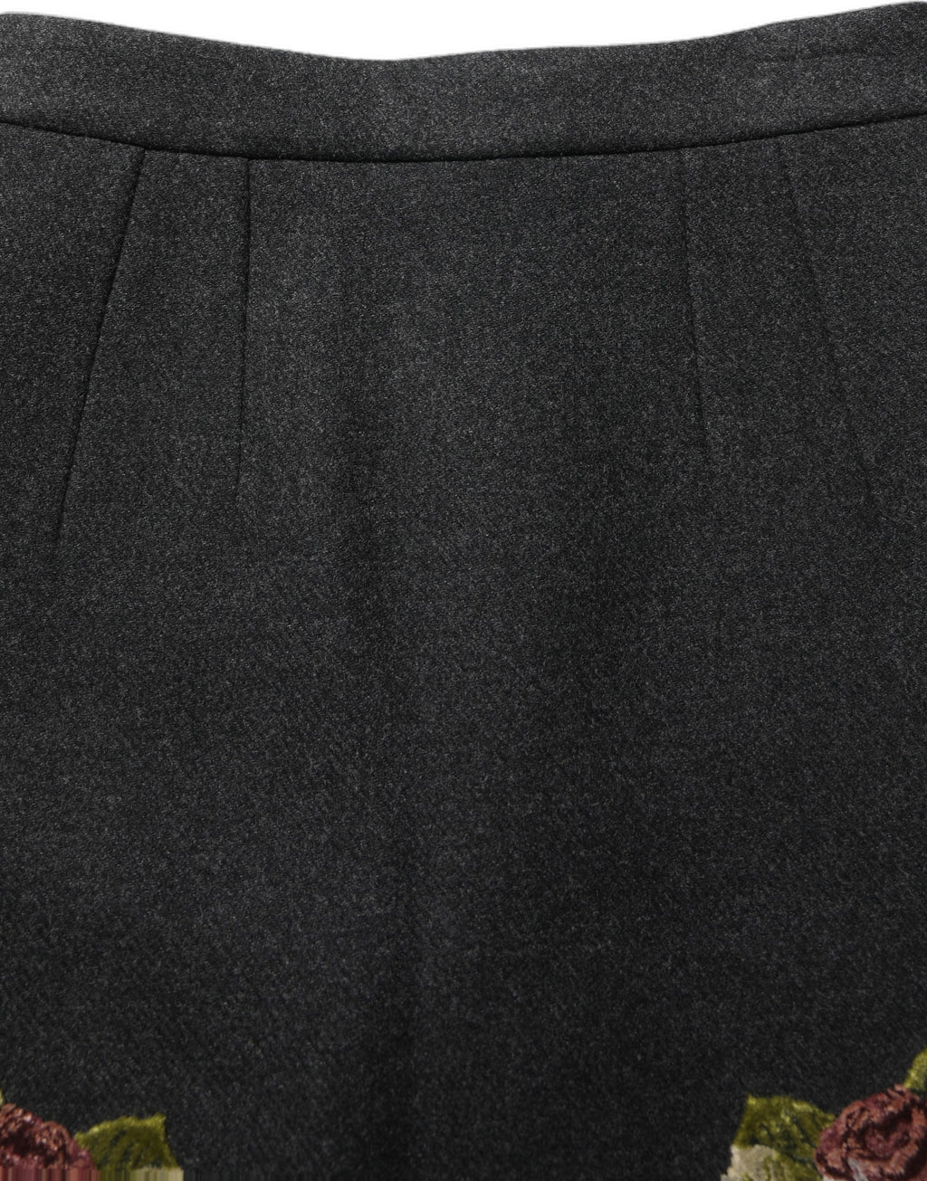 Dolce & Gabbana Black Floral Macramé High Waist A-line Skirt Dolce & Gabbana